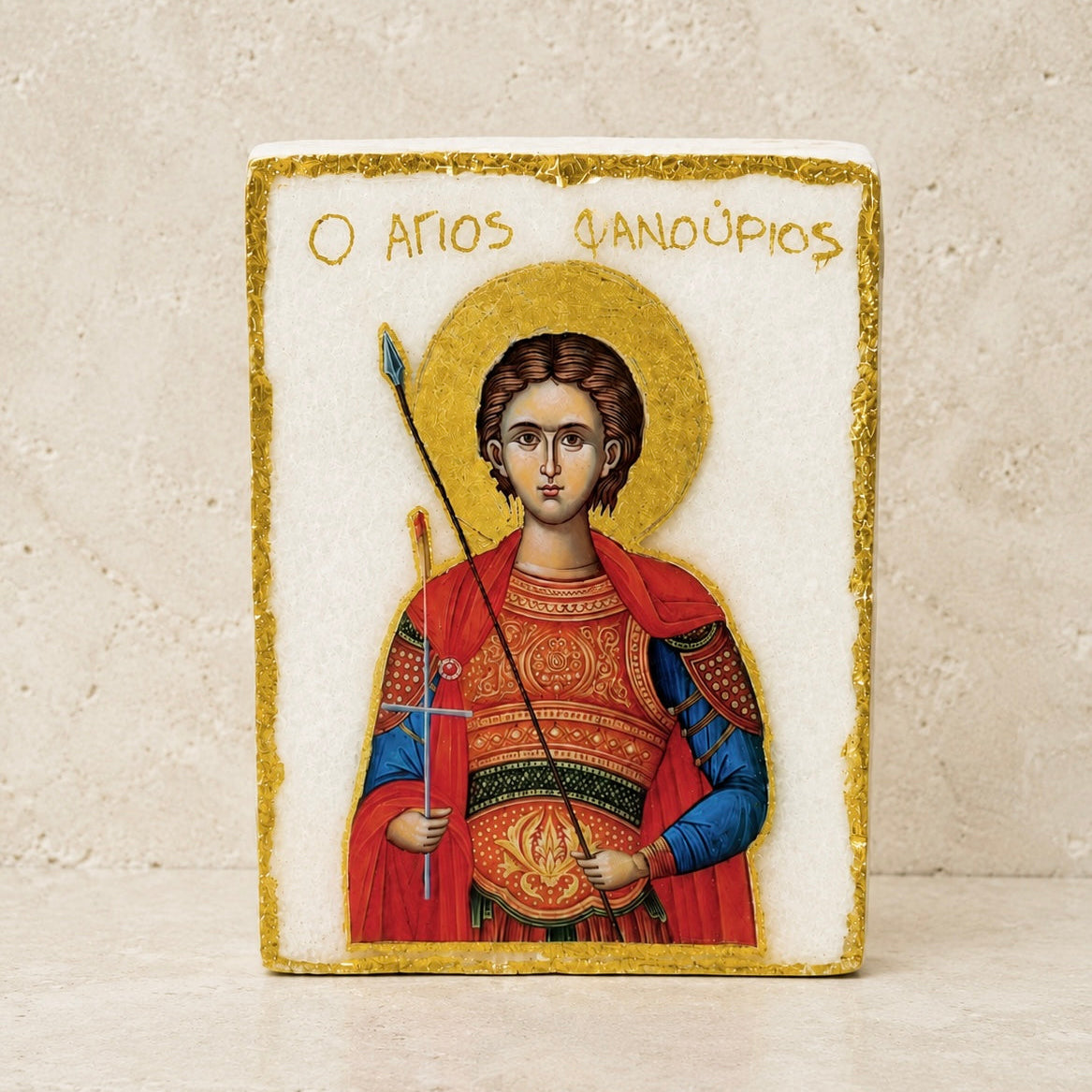 Saint Fanouris Marble Icon