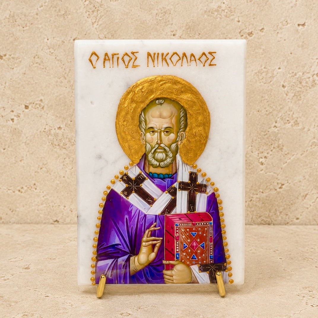 Saint Nicholas Marble Icon