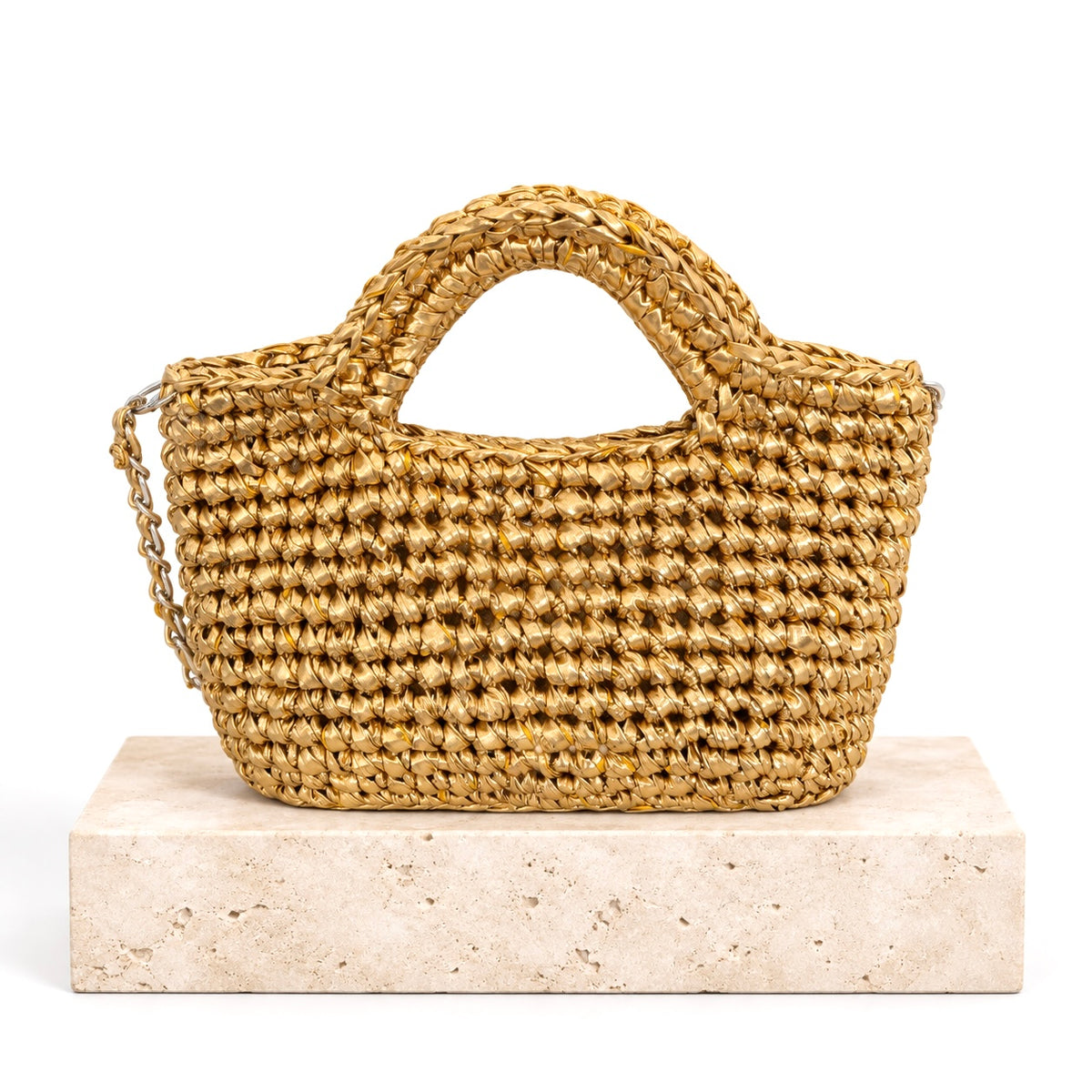 Athena Gold Crochet Bag