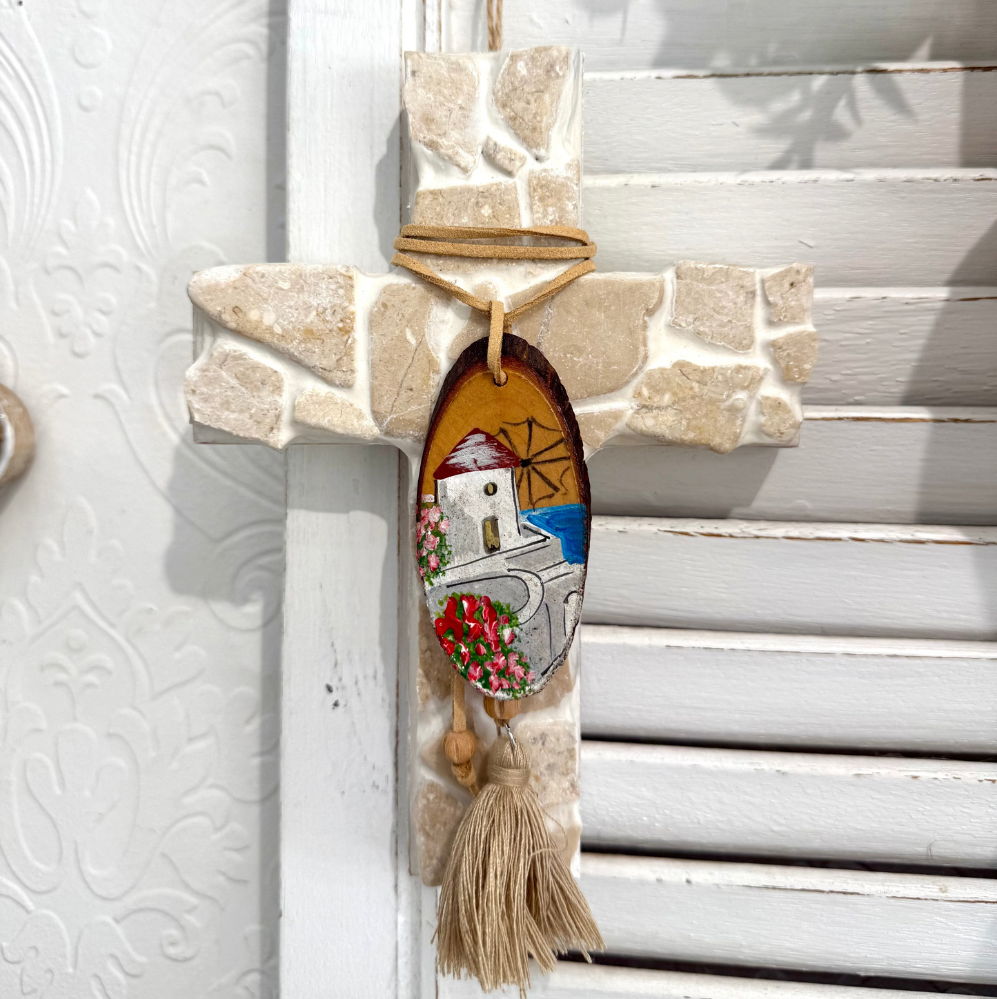 Mykonos Windmill Marble Cross