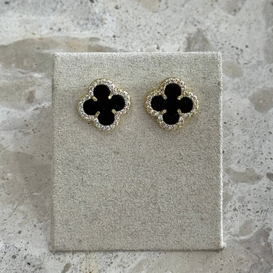 Black Clover Earrings Gold