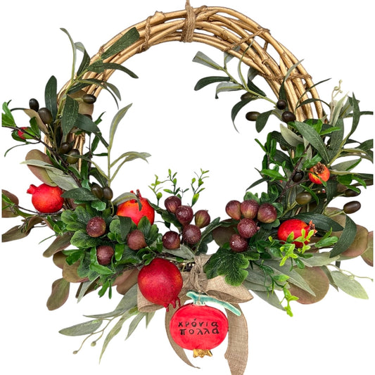 Christmas Wreath With Ceramic Pomegranate