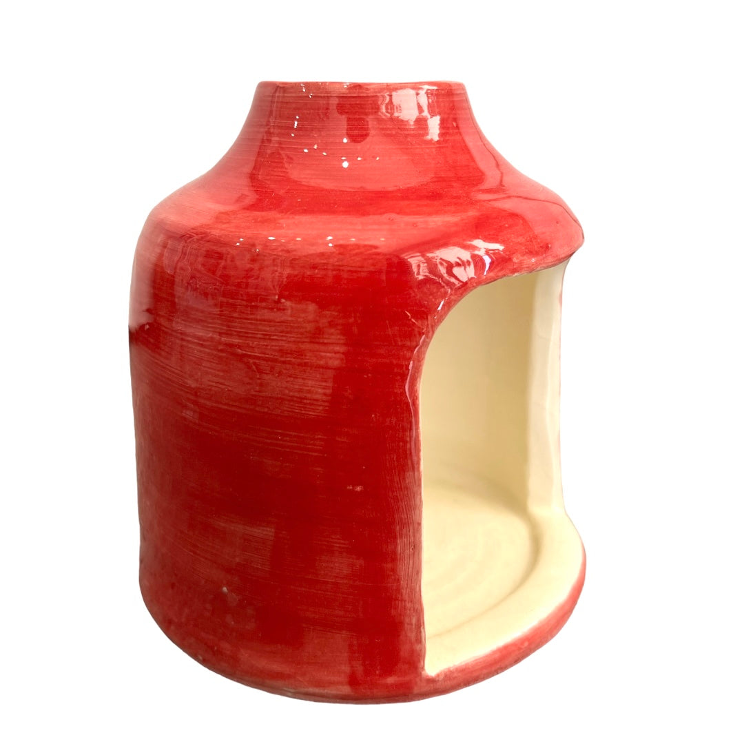 Large Handmade Ceramic Cross Tea Light Red