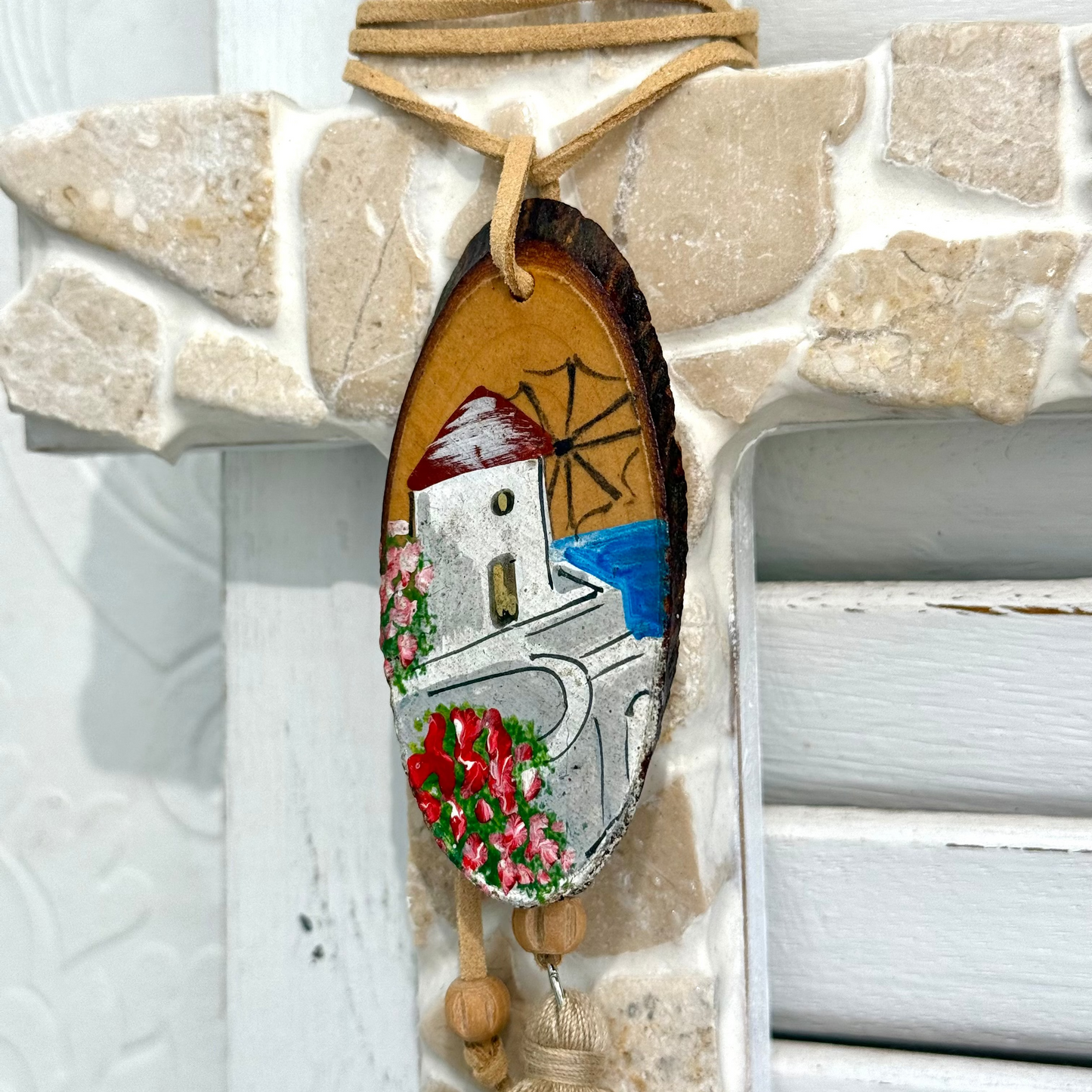 Mykonos Windmill Marble Cross