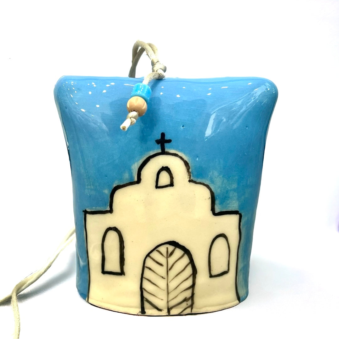 Handmade Ceramic Bell ~ Bright Blue