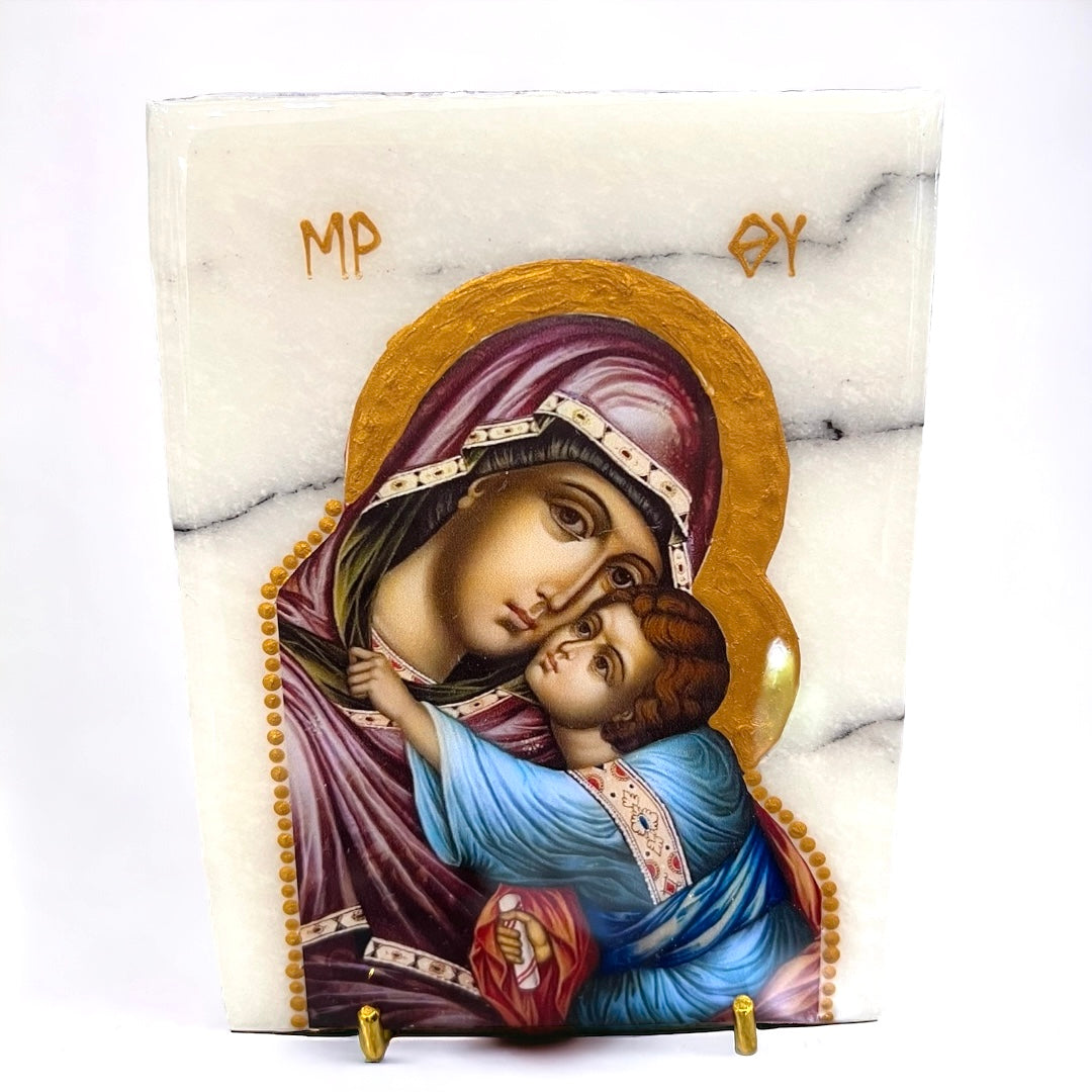 Mary And Jesus On Marble