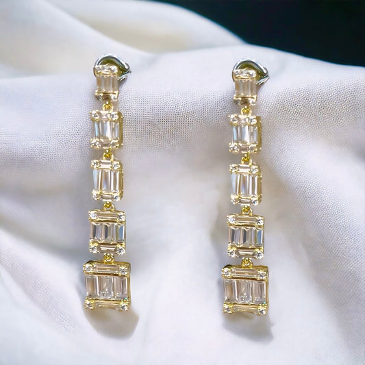 Cubic Zirconia Drop Earrings 18k Gold