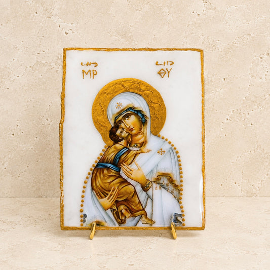 Mary & Jesus Marble Icon