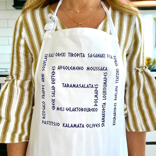 Greek Key Mezze Cooking Apron