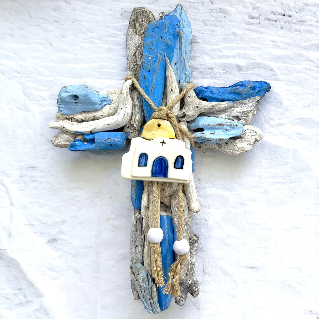 Driftwood Ceramic Church Cross