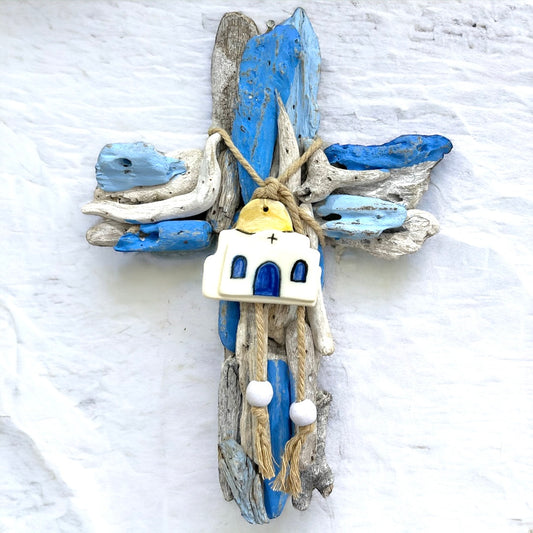 Driftwood Ceramic Church Cross