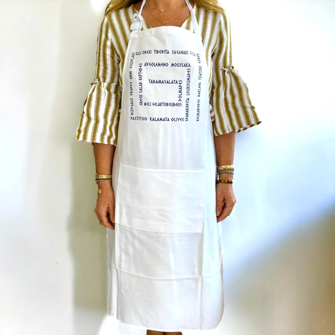 Greek Key Mezze Cooking Apron