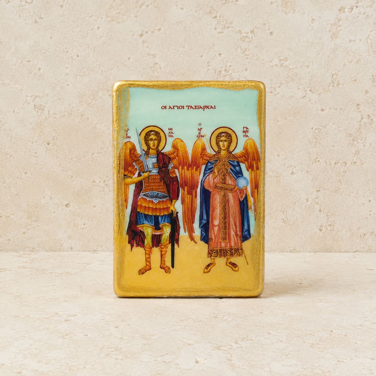 The Holy Taxiarches - Archangels Michael & Gabriel Marble Icon