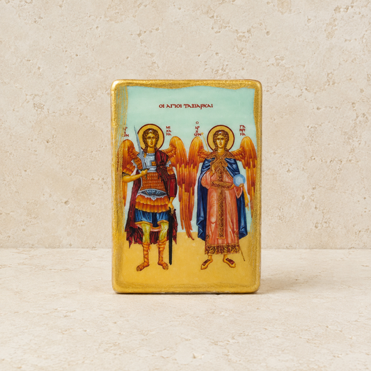 The Holy Taxiarches - Archangels Michael & Gabriel Marble Icon