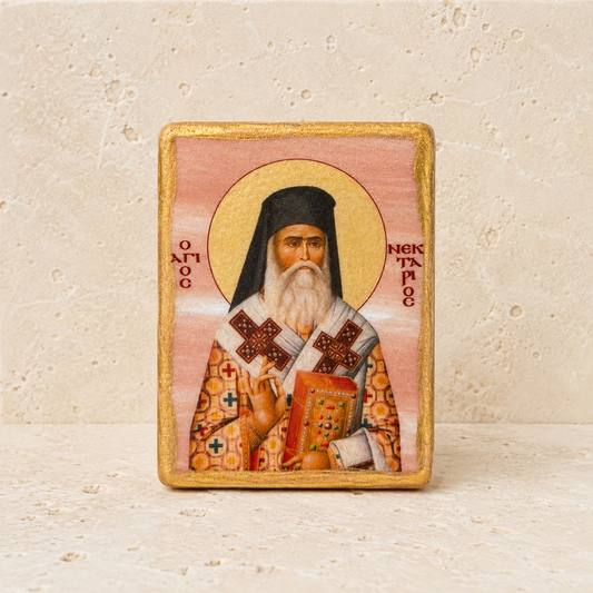 Saint Necktarios Marble Icon