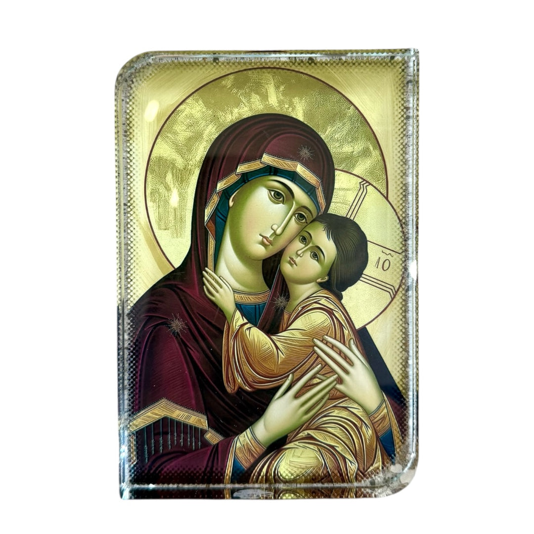 Mary and Jesus Glass Icon