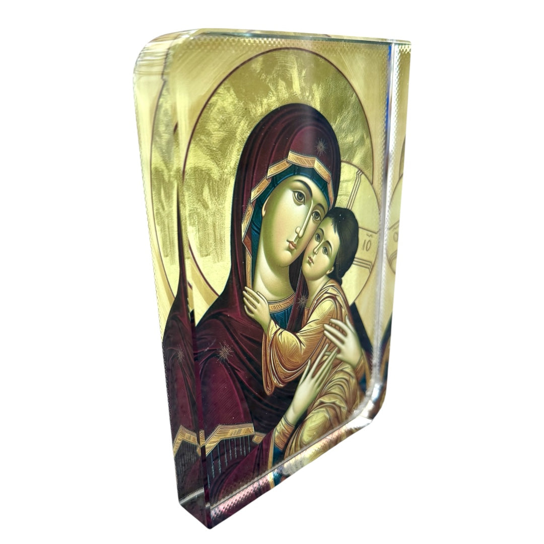 Mary and Jesus Glass Icon