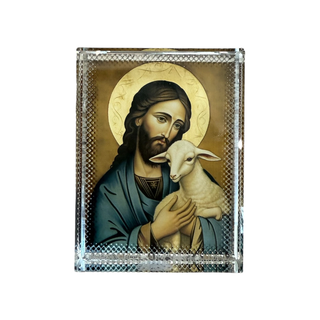 Jesus The Good Shepherd Glass Icon