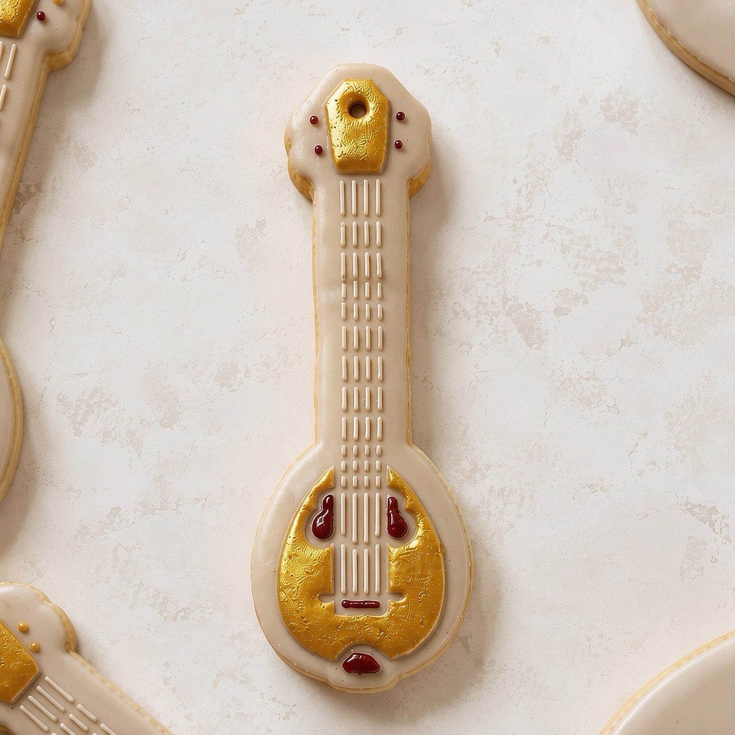 Bouzouki Sugar Cookie - Gold & Red￼