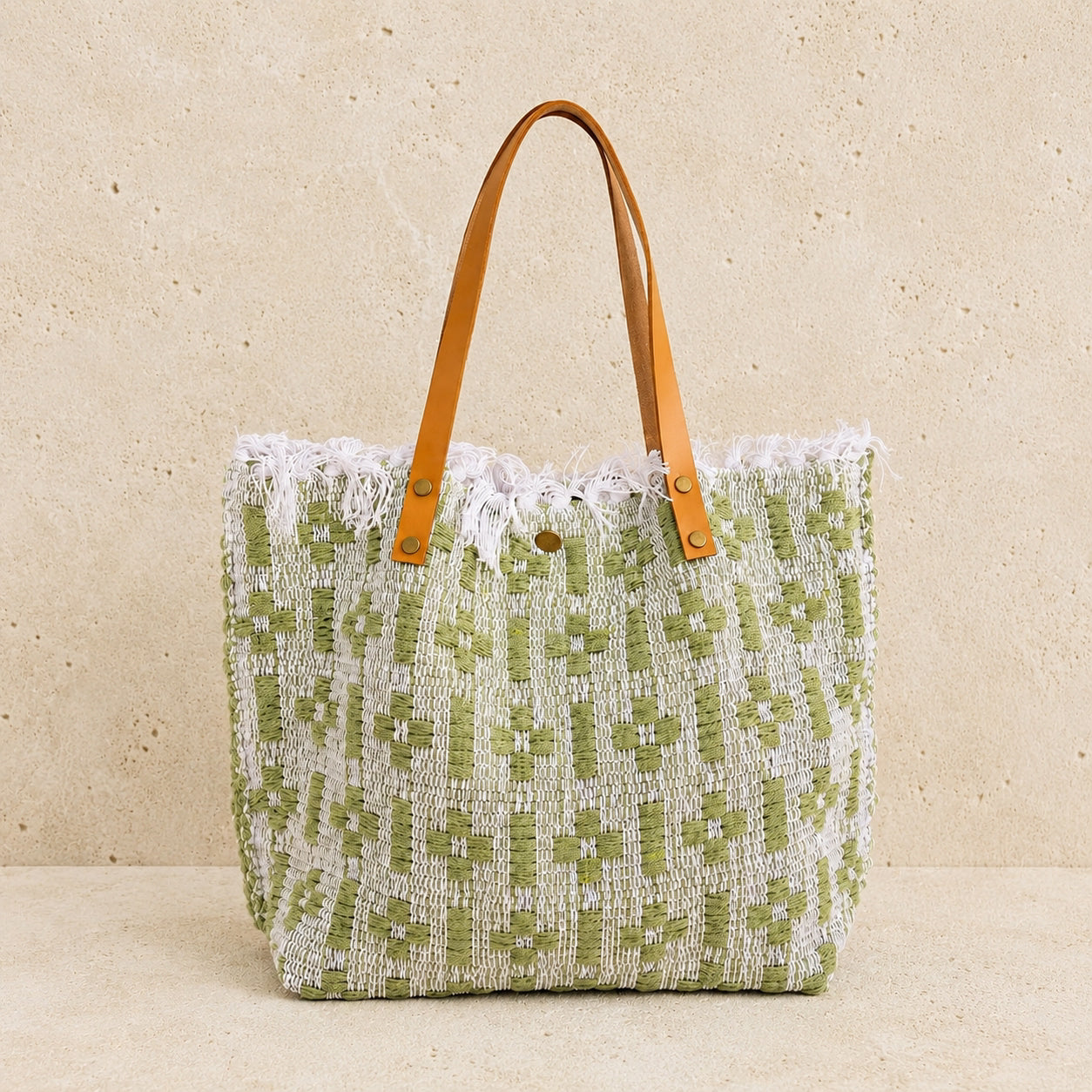 Woven Tote Bag Soft Olive Green