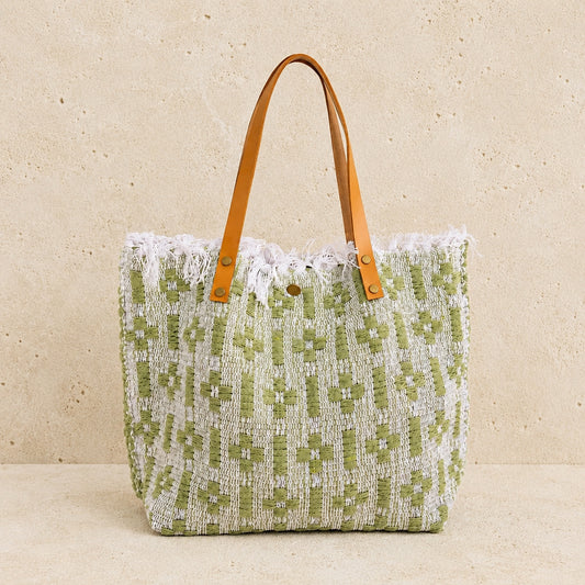 Woven Tote Bag Soft Olive Green