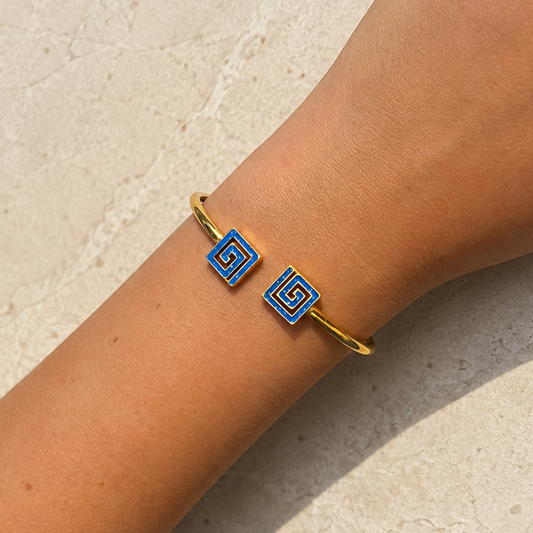 Greek Key Gold Bangle
