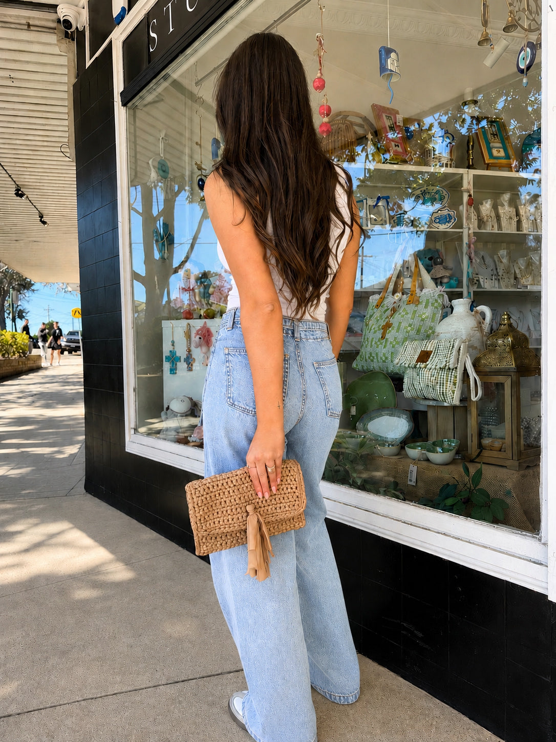Crocheted Beige Clutch