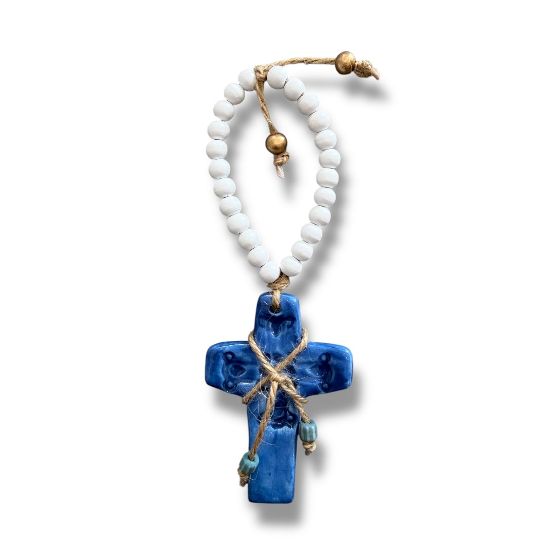 Miniature Ceramic Cross Ornament