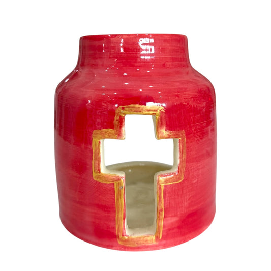 Large Ceramic Tea Light Red