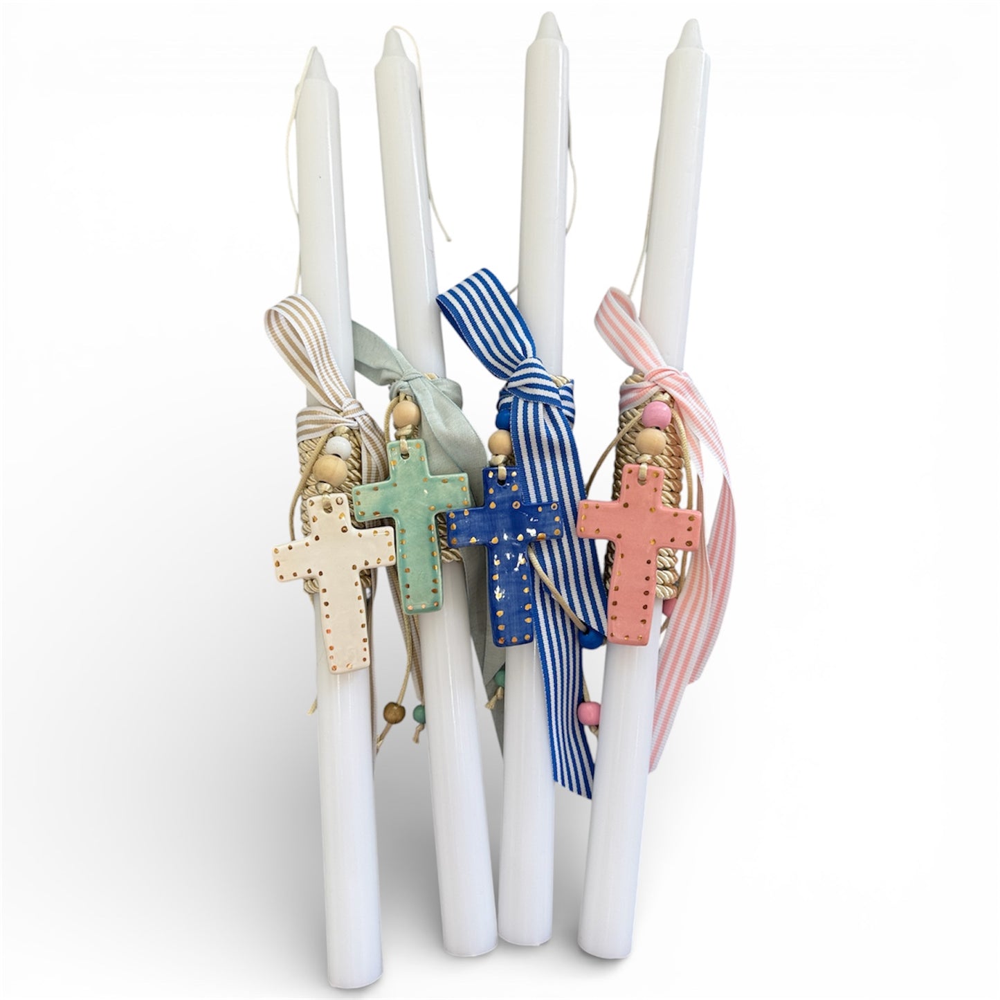 Handmade Ceramic Cross Easter Candles