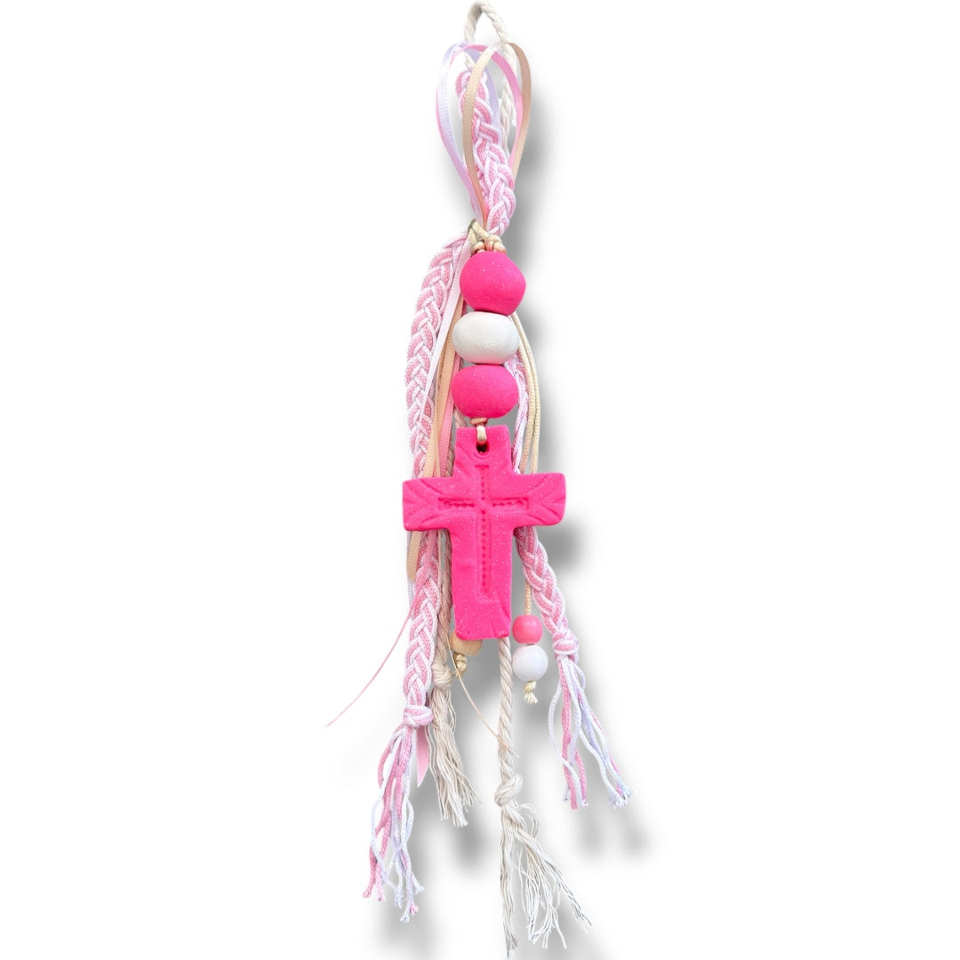 Vibrant Pink Cross Ornament