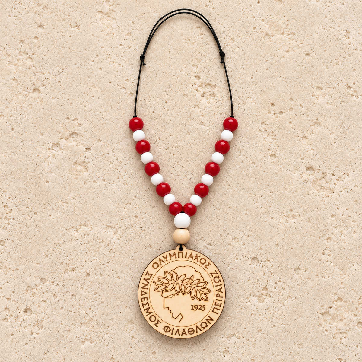 Olympiacos Beaded Wooden Hanging Ornament