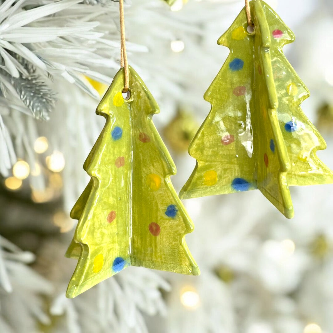 Light Green Ceramic 3D Tree Ornament