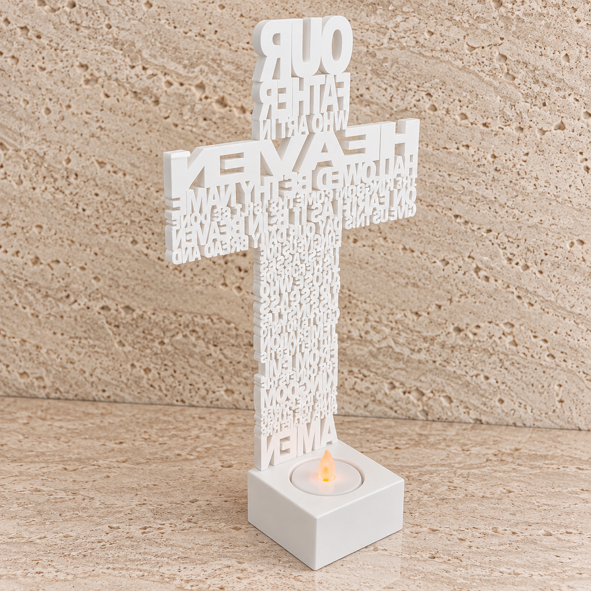 Our Father Cross - White