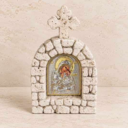 Stone Icon Altar Virgin Mary & Jesus
