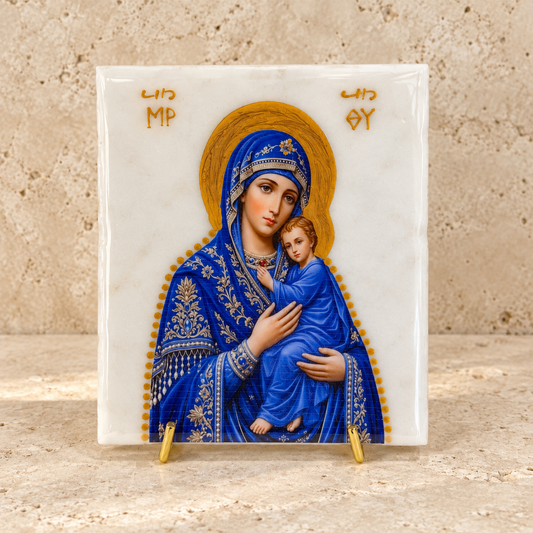 Mary & Jesus Marble Icon
