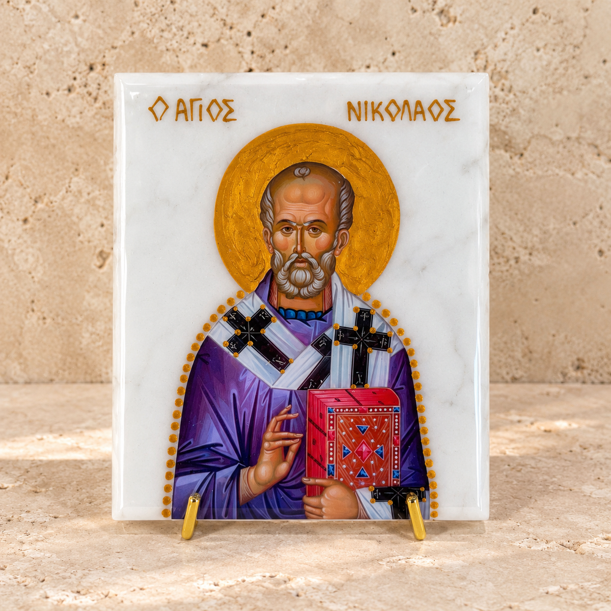 Saint Nicholas Marble Icon