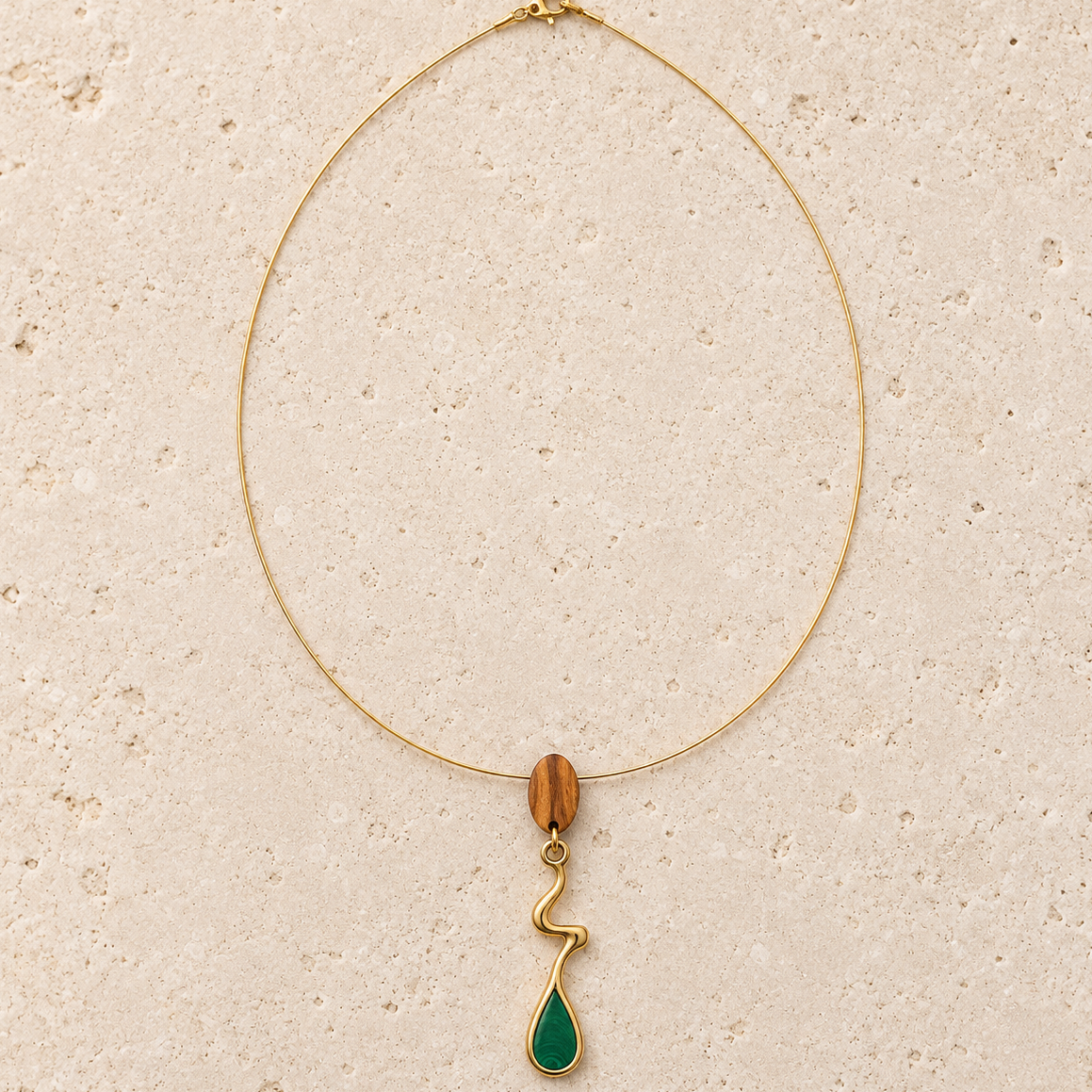 Olive Wood Drop Necklace