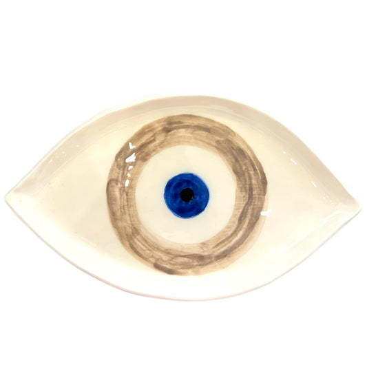 Ceramic Evil Eye Platter Beige