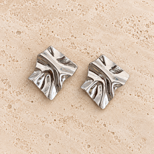 Sculptural Stainless Steel Stud Earrings