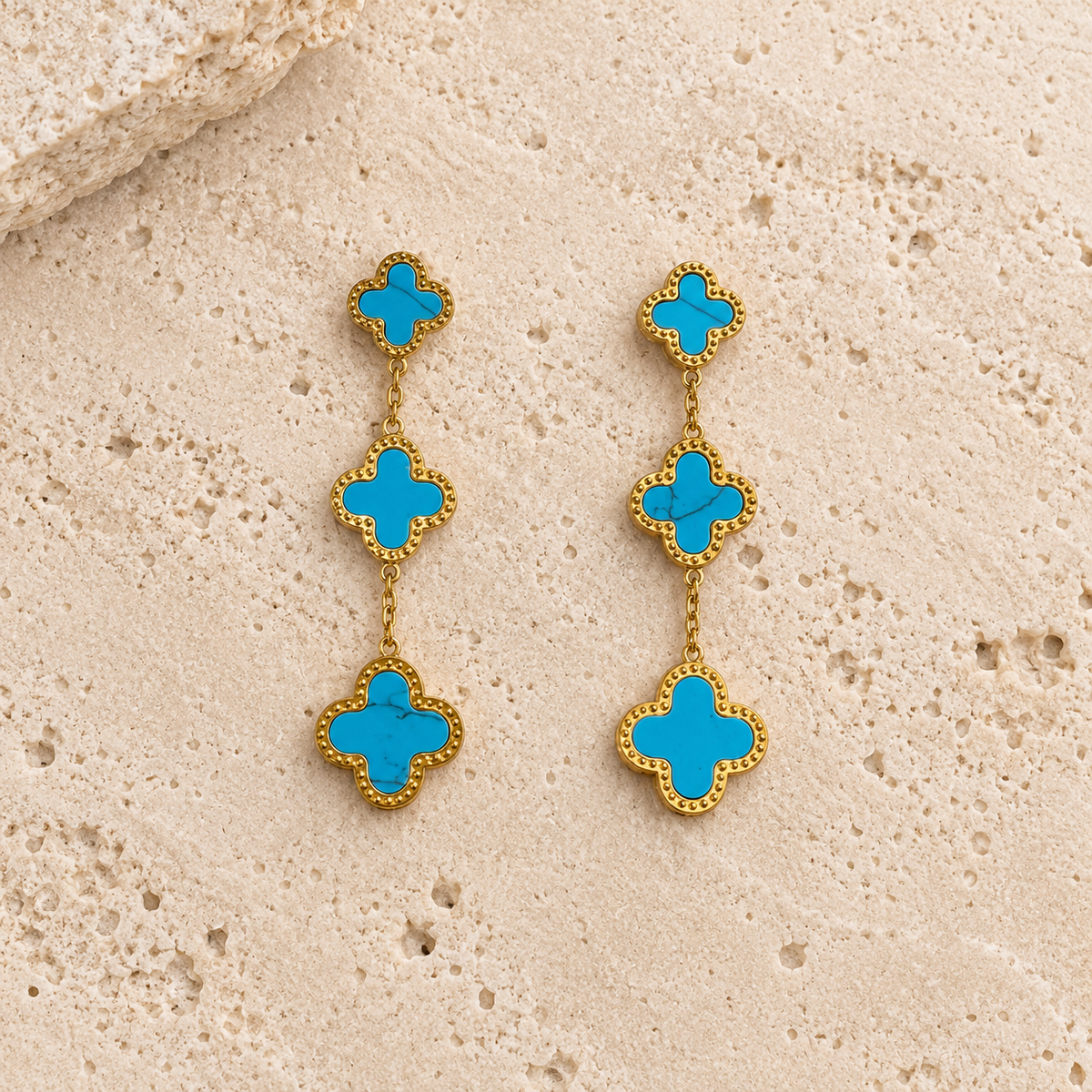 Turquoise Clover Drop Earrings