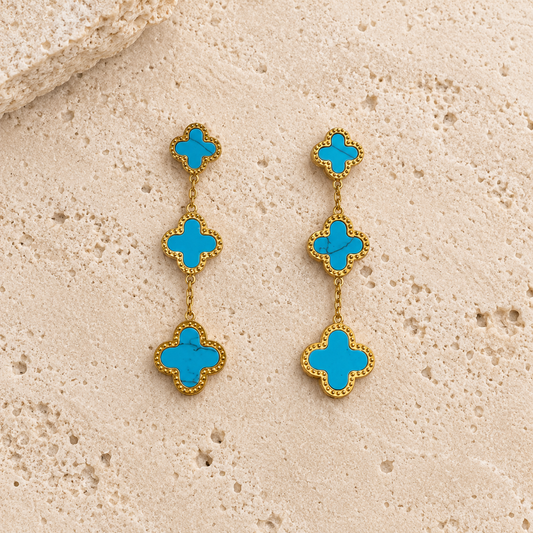 Turquoise Clover Drop Earrings