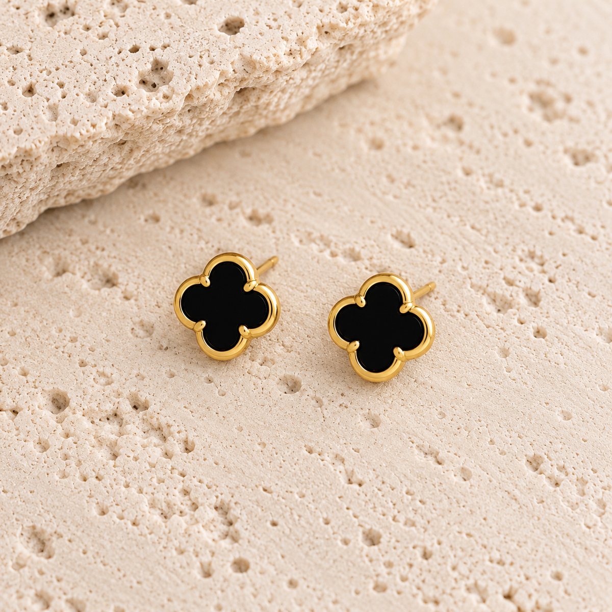 Black Clover Stud Earrings