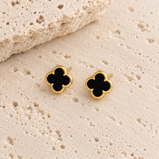 Black Clover Stud Earrings