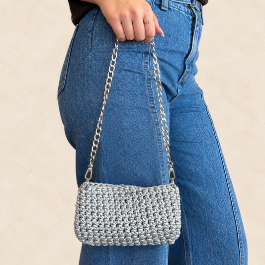 Hand Crocheted Silver Bag