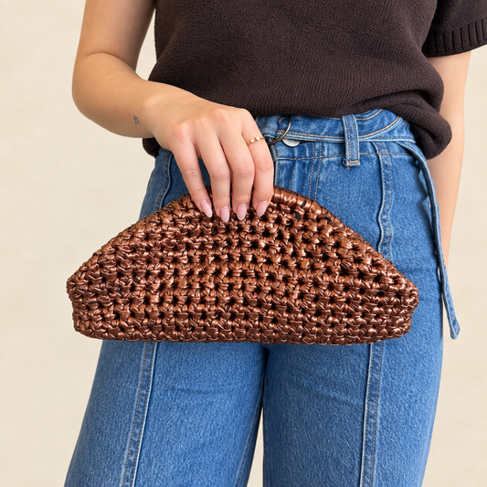 Hand Crocheted Metallic Bronze Clutch