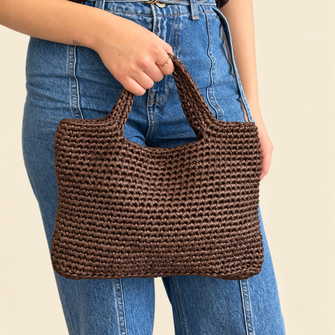 Brown Crocheted Bag