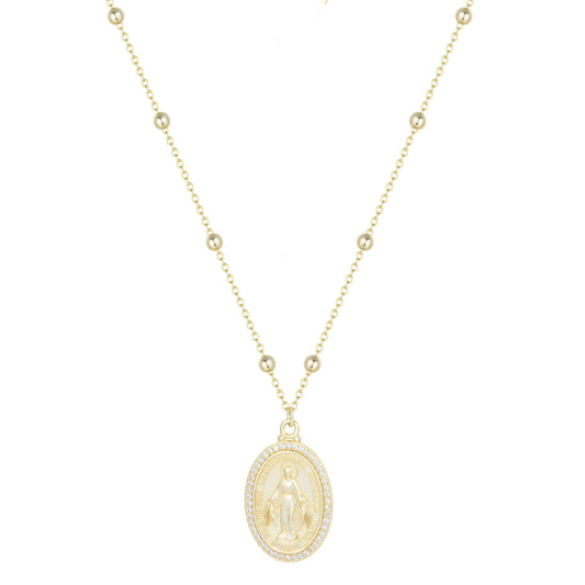 Mary Crystal Gold Beaded Necklace