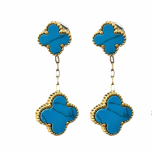 Turquoise Clover Drop Earings