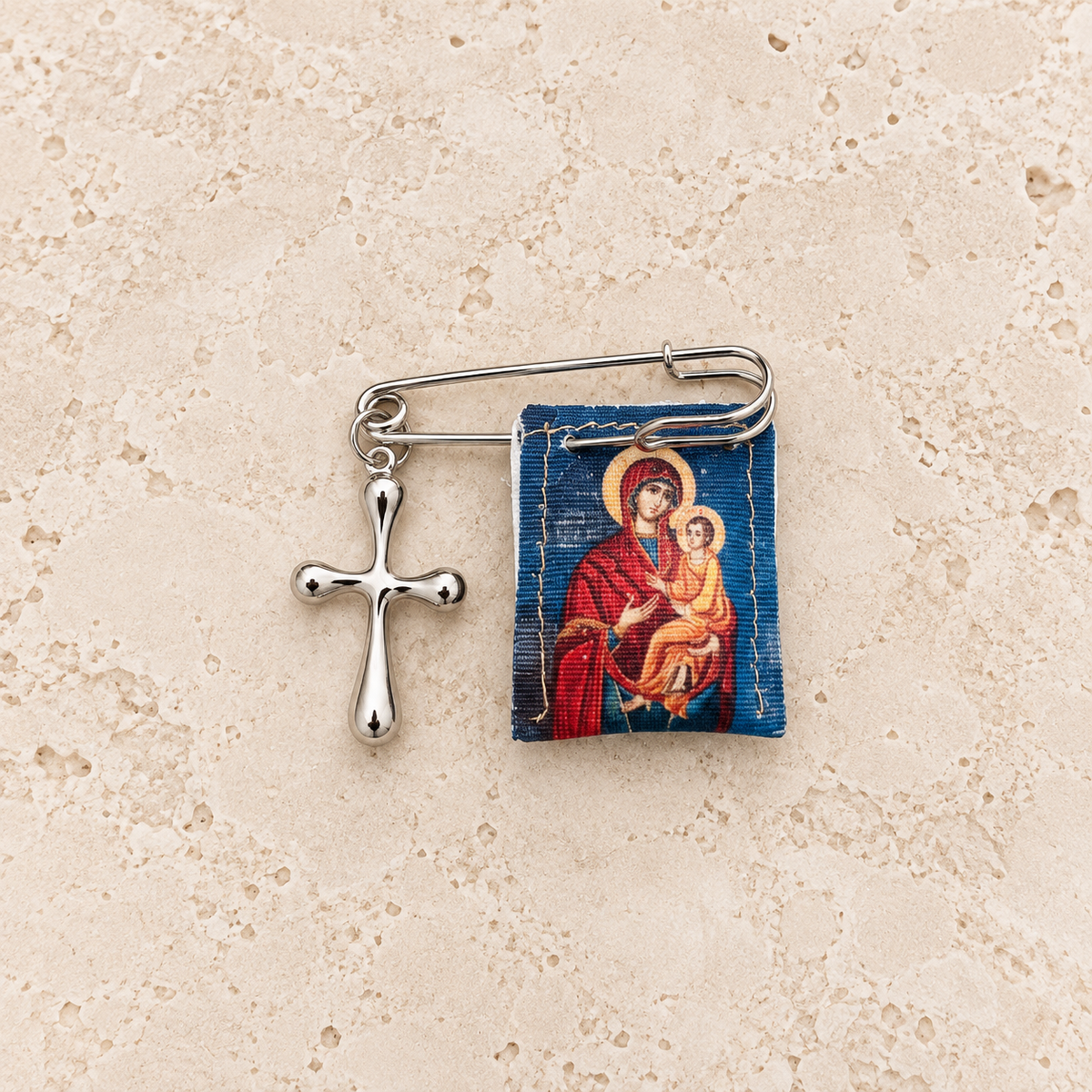 Filakto Icon Pin – Virgin Mary & Jesus Blue